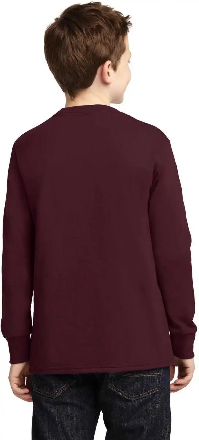 Port & Company Pc54yls Youth Long Sleeve Core Cotton Tee Athletic Maroon