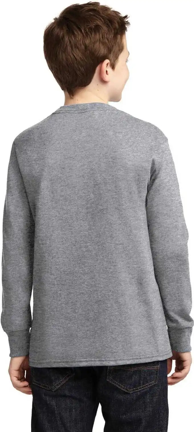 Port & Company Pc54yls Youth Long Sleeve Core Cotton Tee Athletic Heather