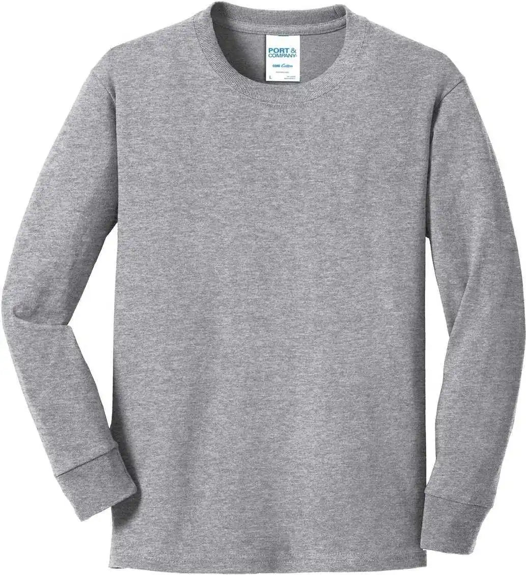 Port & Company Pc54yls Youth Long Sleeve Core Cotton Tee Athletic Heather