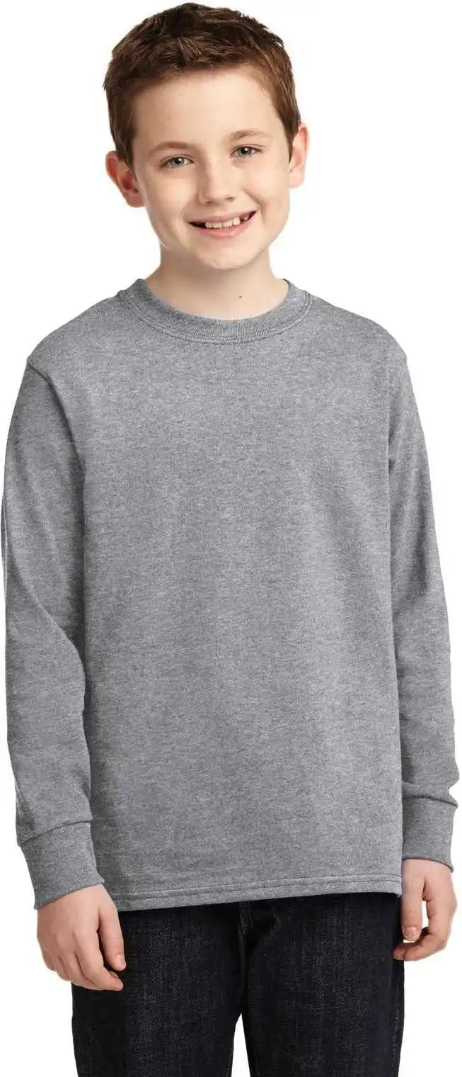 Port & Company Pc54yls Youth Long Sleeve Core Cotton Tee Athletic Heather