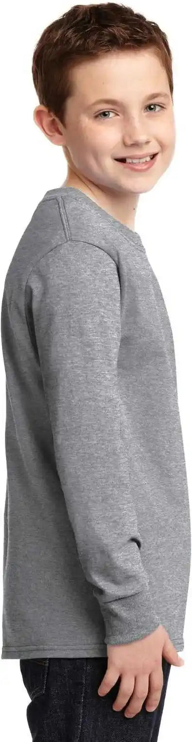 Port & Company Pc54yls Youth Long Sleeve Core Cotton Tee Athletic Heather