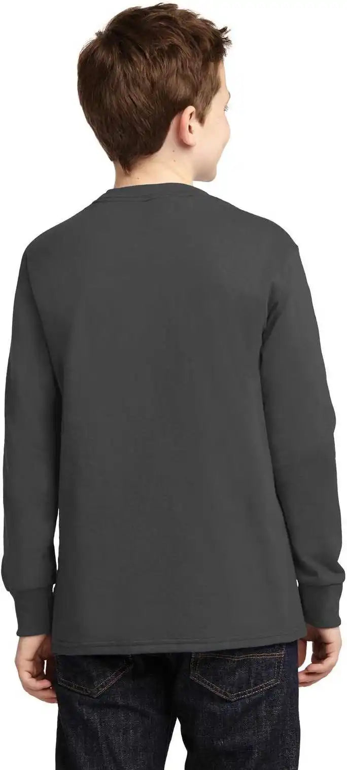 Port & Company Pc54yls Youth Long Sleeve Core Cotton Tee Charcoal