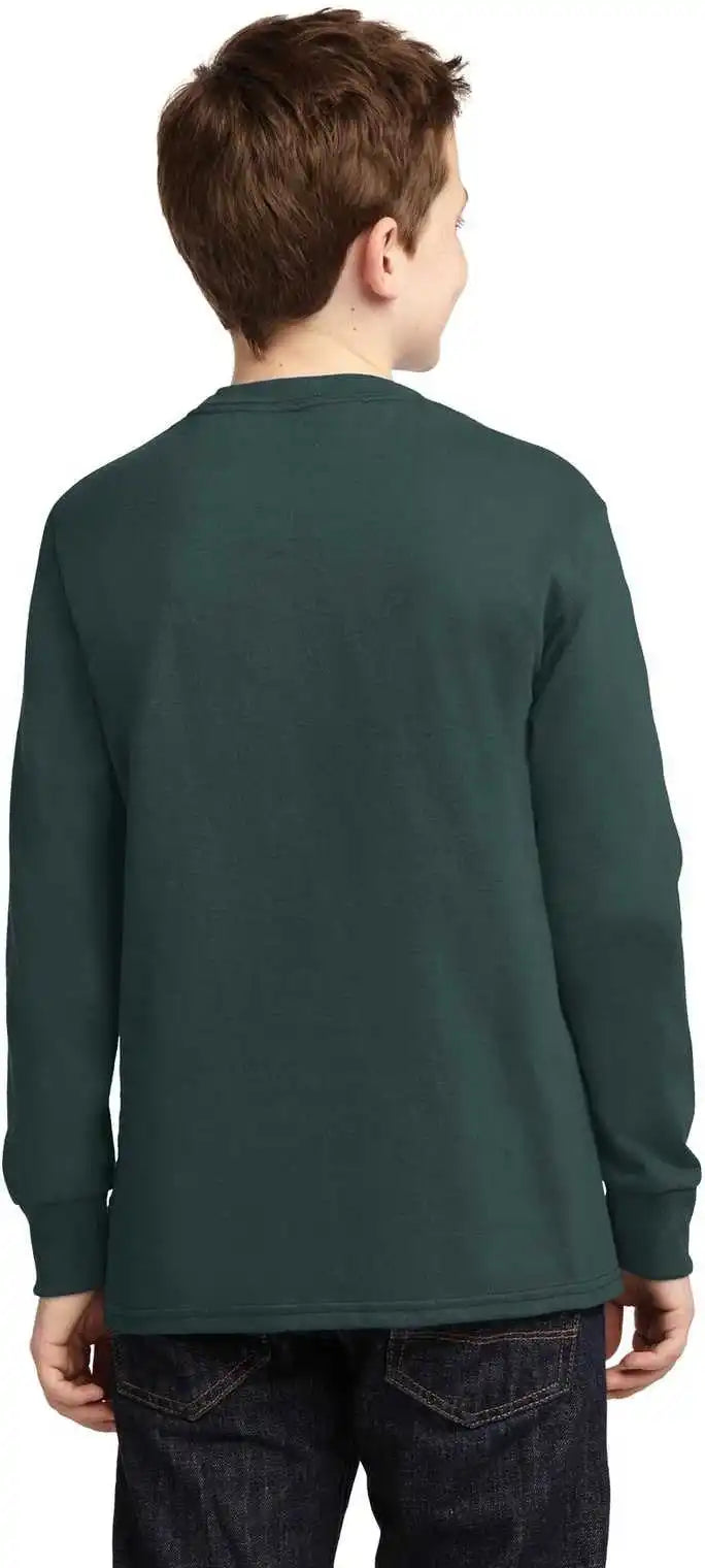 Port & Company Pc54yls Youth Long Sleeve Core Cotton Tee Dark Green