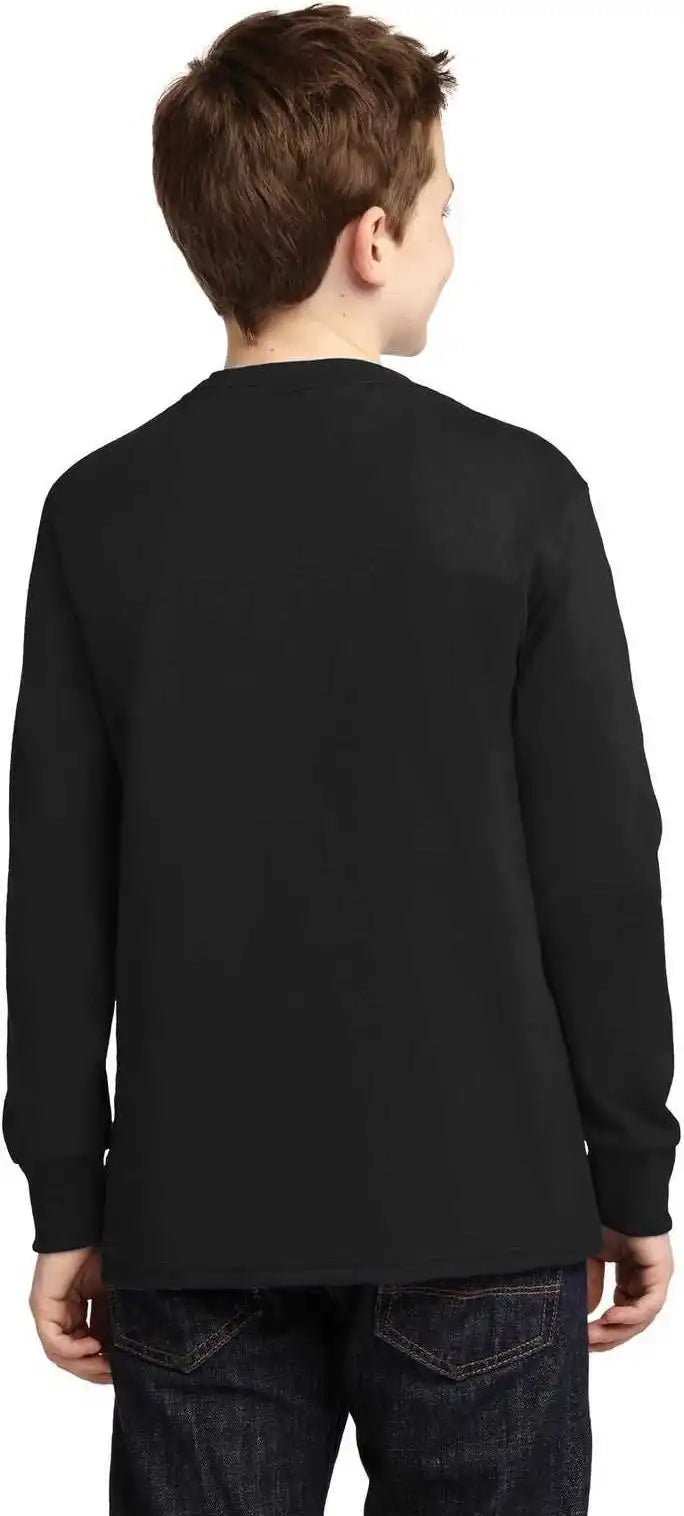 Port & Company Pc54yls Youth Long Sleeve Core Cotton Tee Jet Black