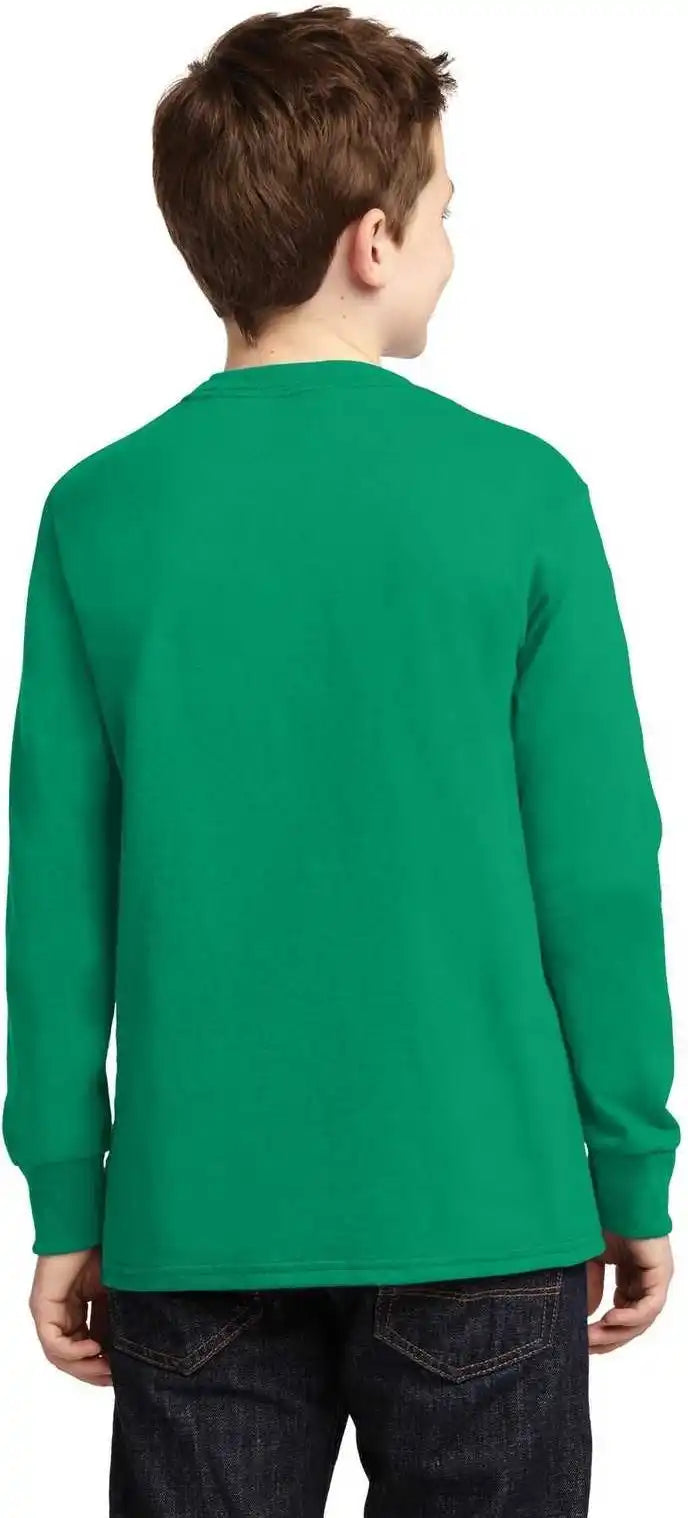 Port &amp; Company Pc54yls Youth Long Sleeve Core Cotton Tee Kelly