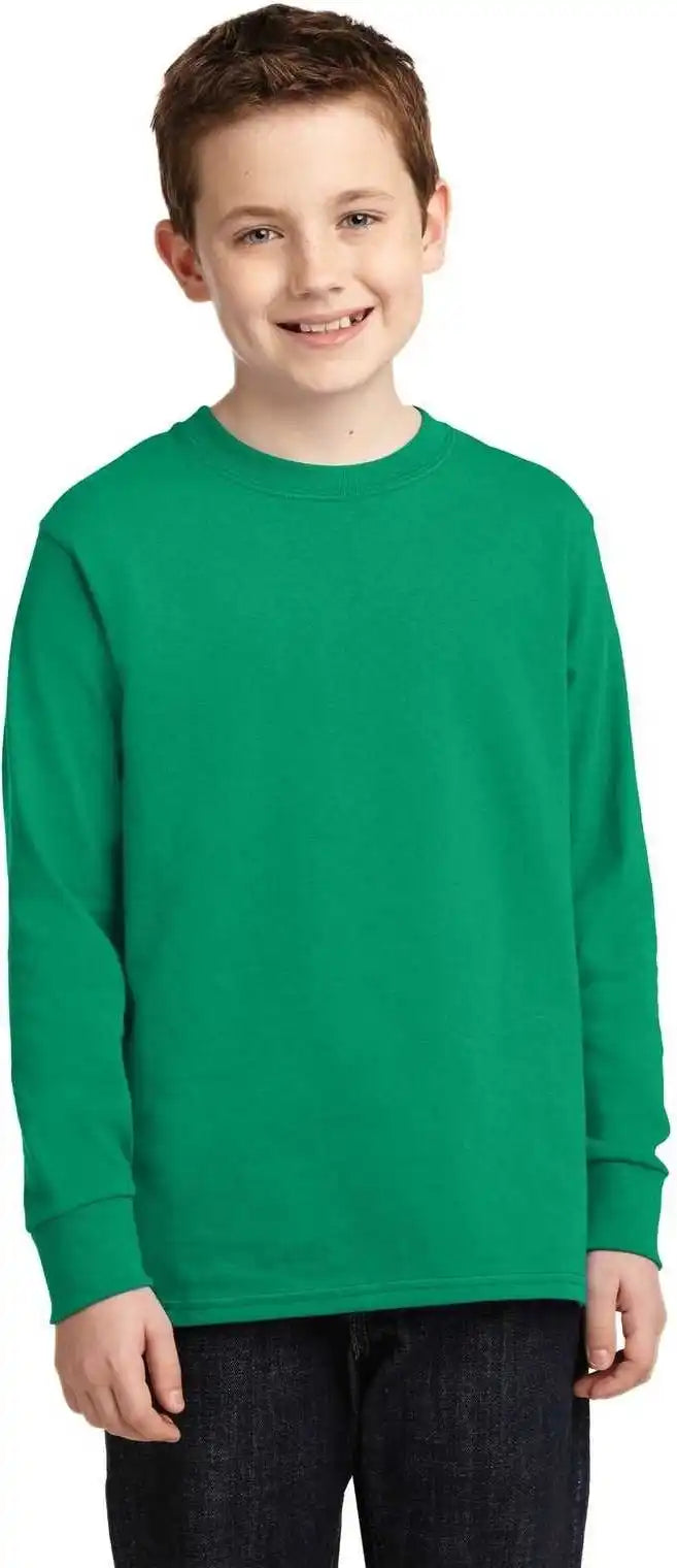 Port &amp; Company Pc54yls Youth Long Sleeve Core Cotton Tee Kelly