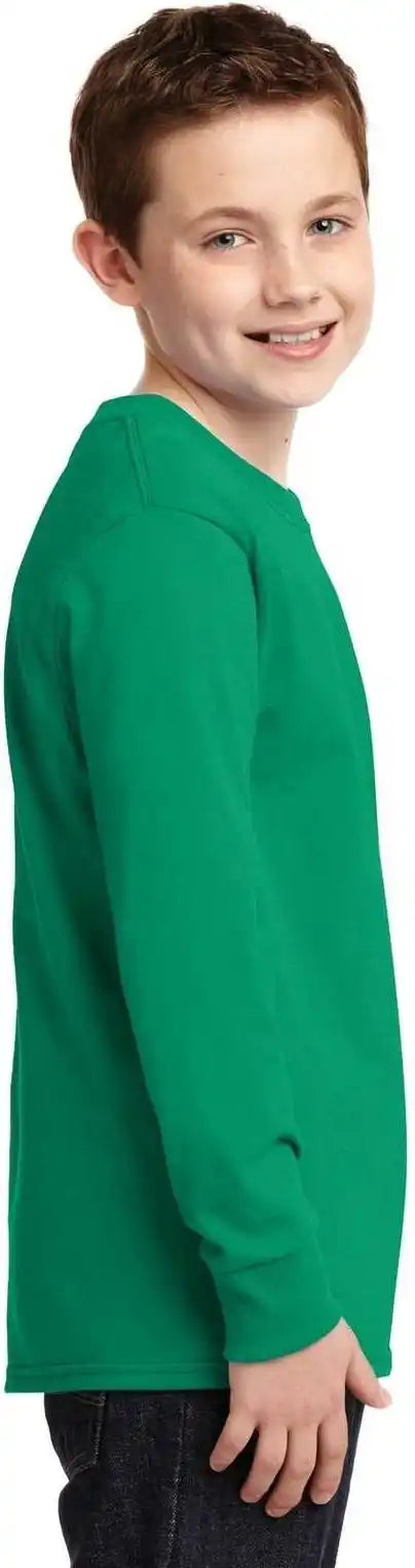Port &amp; Company Pc54yls Youth Long Sleeve Core Cotton Tee Kelly