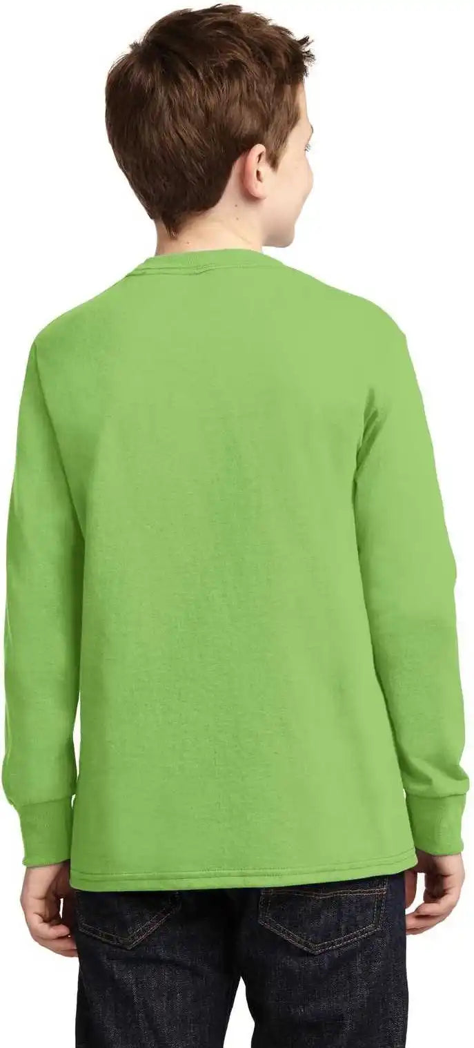 Port &amp; Company Pc54yls Youth Long Sleeve Core Cotton Tee Lime