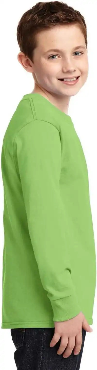 Port &amp; Company Pc54yls Youth Long Sleeve Core Cotton Tee Lime