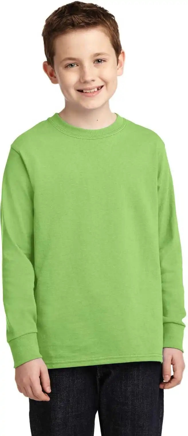 Port &amp; Company Pc54yls Youth Long Sleeve Core Cotton Tee Lime