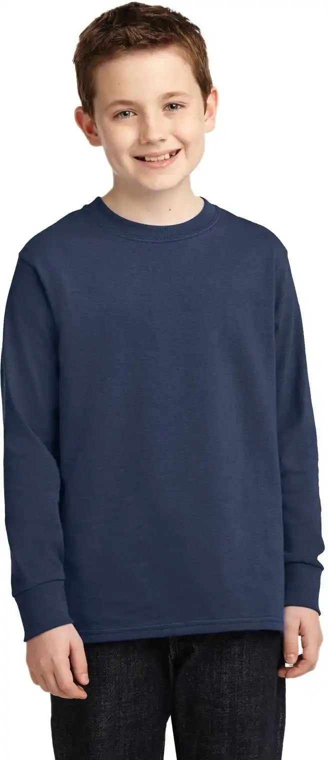 Port & Company Pc54yls Youth Long Sleeve Core Cotton Tee Navy