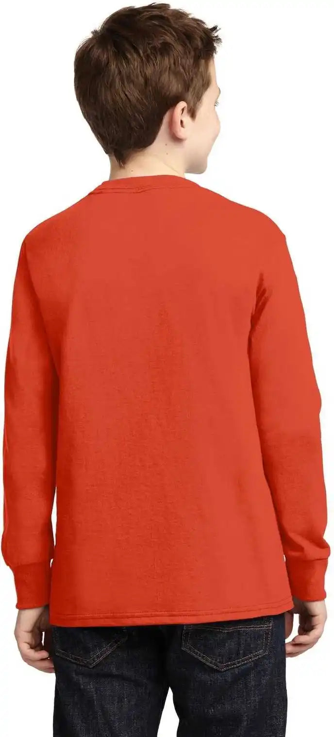 Port &amp; Company Pc54yls Youth Long Sleeve Core Cotton Tee Orange