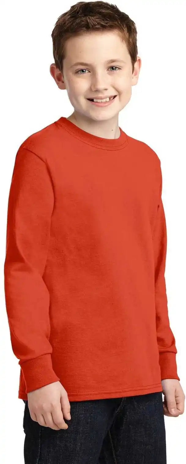 Port &amp; Company Pc54yls Youth Long Sleeve Core Cotton Tee Orange