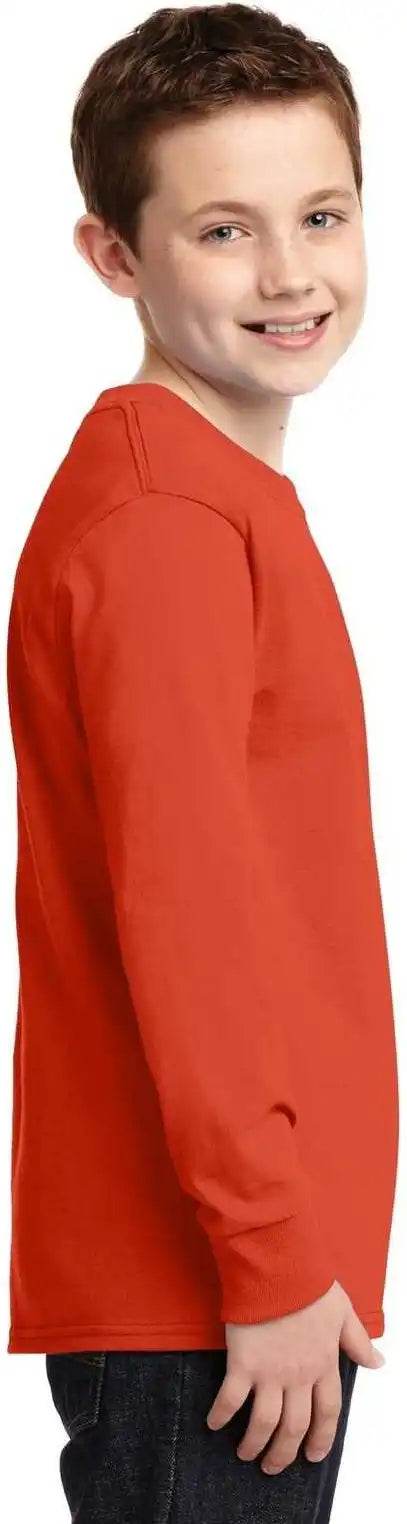 Port &amp; Company Pc54yls Youth Long Sleeve Core Cotton Tee Orange