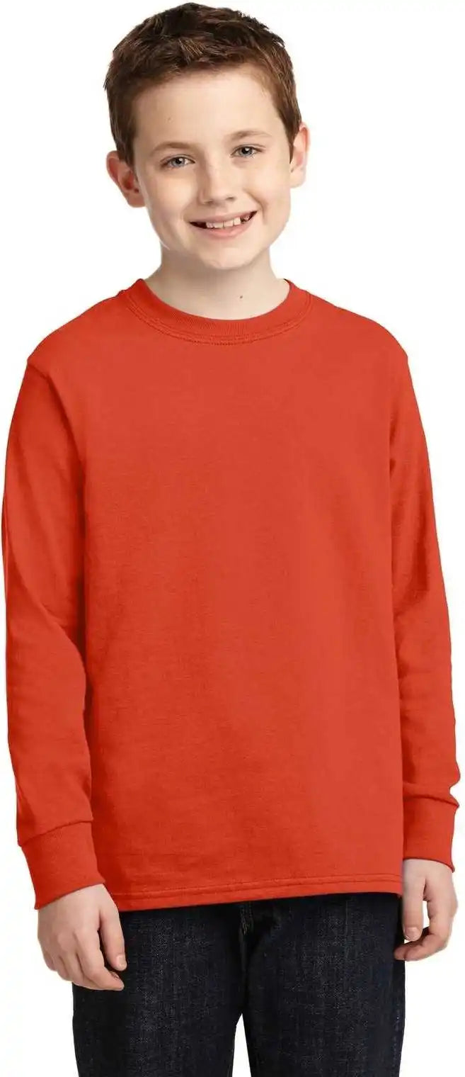 Port &amp; Company Pc54yls Youth Long Sleeve Core Cotton Tee Orange
