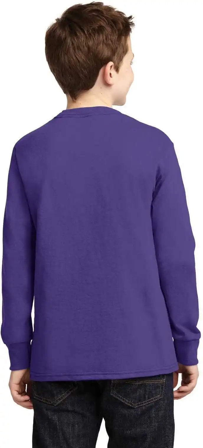 Port & Company Pc54yls Youth Long Sleeve Core Cotton Tee Purple