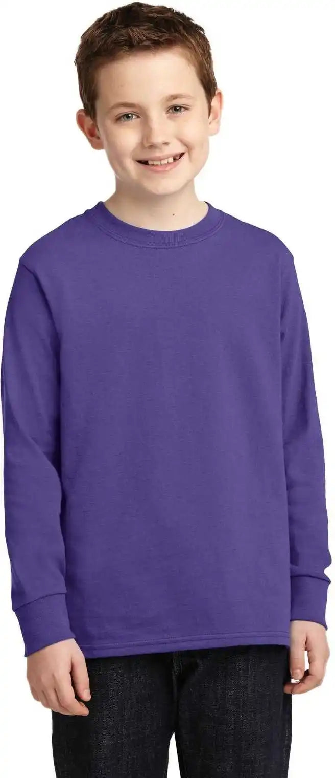 Port & Company Pc54yls Youth Long Sleeve Core Cotton Tee Purple
