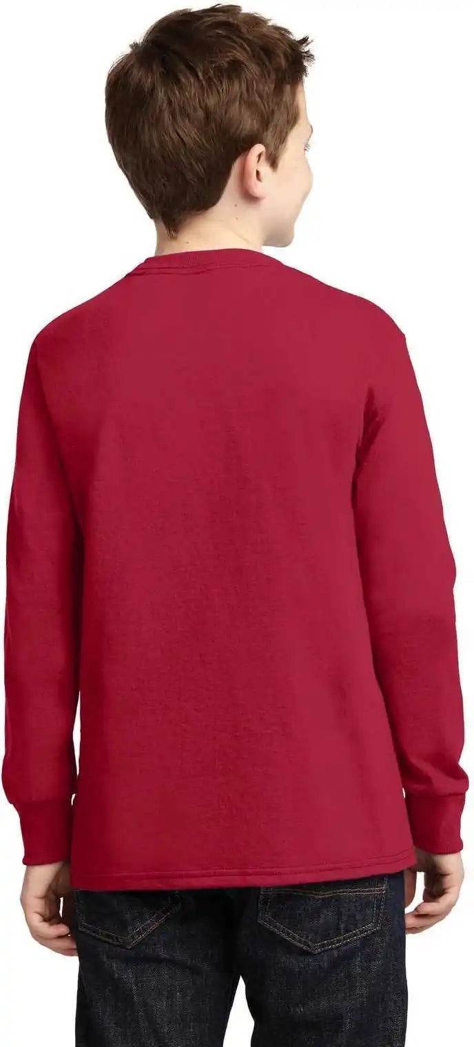 Port & Company Pc54yls Youth Long Sleeve Core Cotton Tee Red