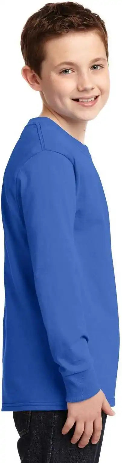 Port &amp; Company Pc54yls Youth Long Sleeve Core Cotton Tee Royal
