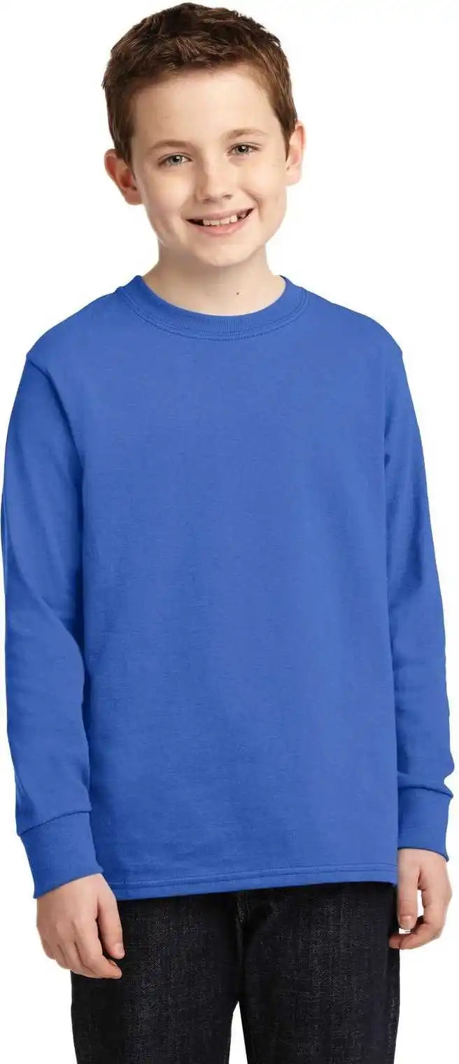 Port & Company Pc54yls Youth Long Sleeve Core Cotton Tee Royal