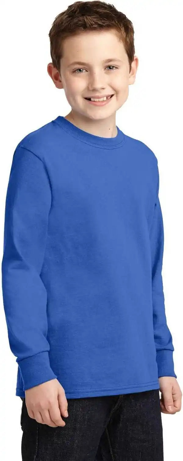Port &amp; Company Pc54yls Youth Long Sleeve Core Cotton Tee Royal