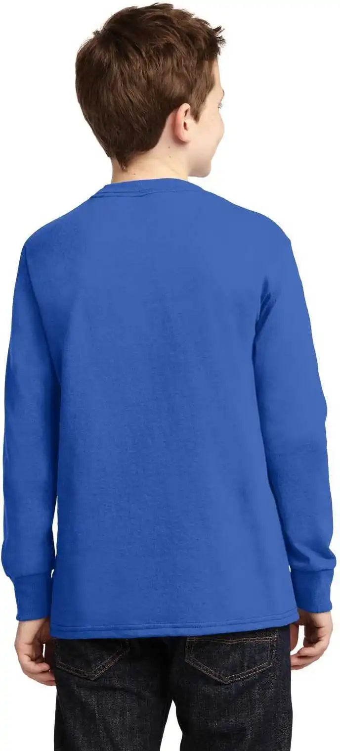 Port & Company Pc54yls Youth Long Sleeve Core Cotton Tee Royal