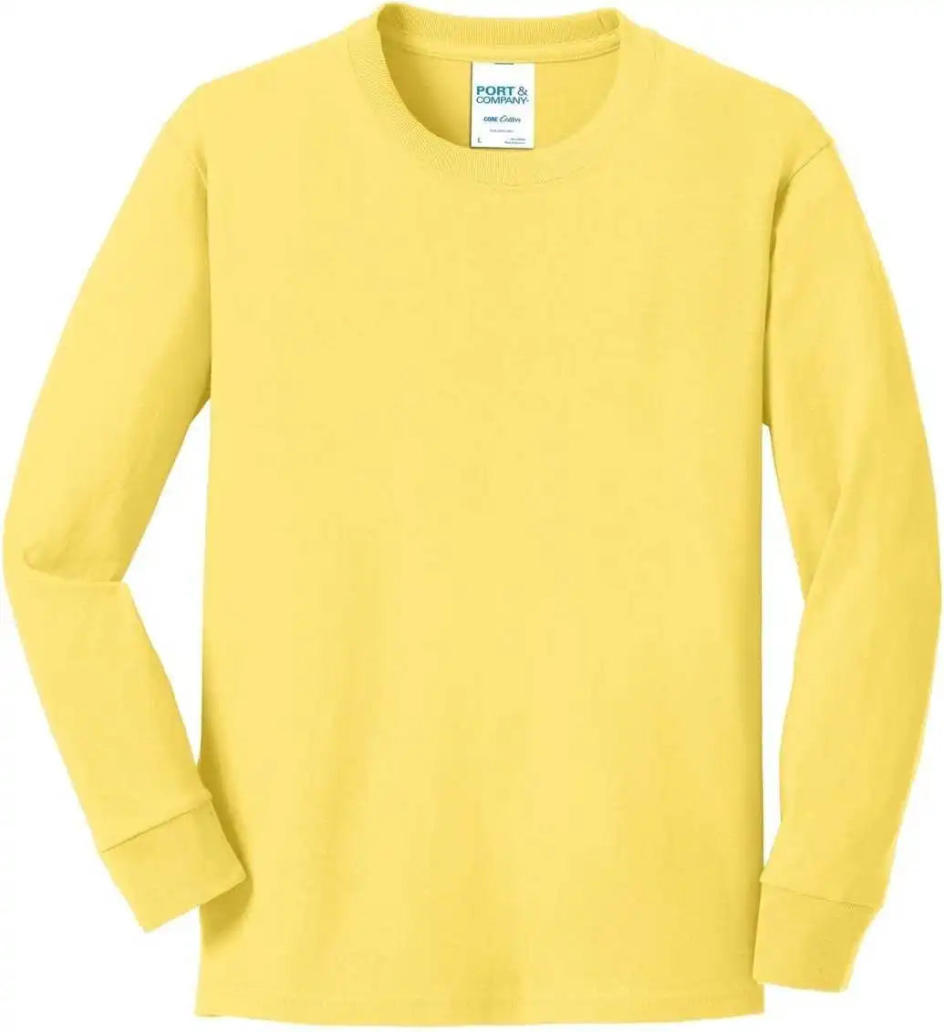 Port &amp; Company Pc54yls Youth Long Sleeve Core Cotton Tee - Yellow