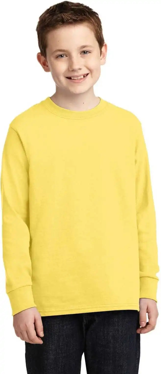 Port & Company Pc54yls Youth Long Sleeve Core Cotton Tee Yellow
