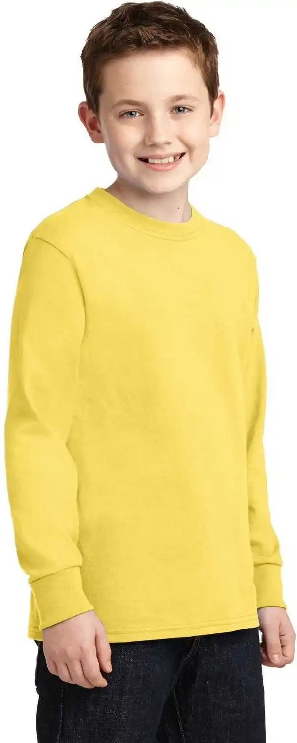 Port &amp; Company Pc54yls Youth Long Sleeve Core Cotton Tee - Yellow