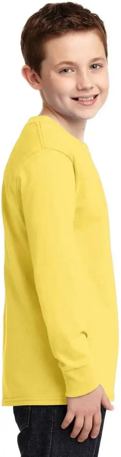 Port &amp; Company Pc54yls Youth Long Sleeve Core Cotton Tee - Yellow