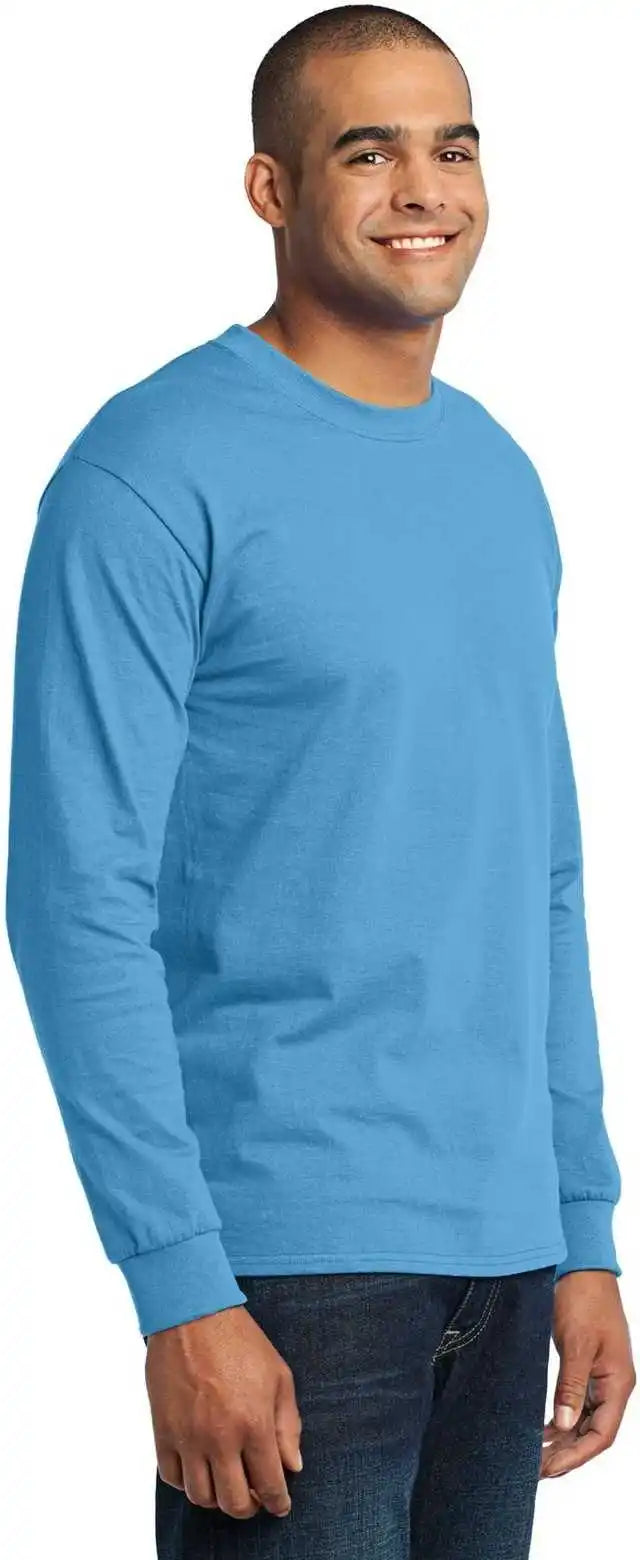 Port & Company Pc55ls Long Sleeve Core Blend Tee - Aquatic Blue