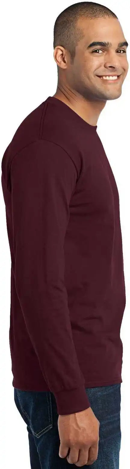 Port &amp; Company Pc55ls Long Sleeve Core Blend Tee Athletic Maroon