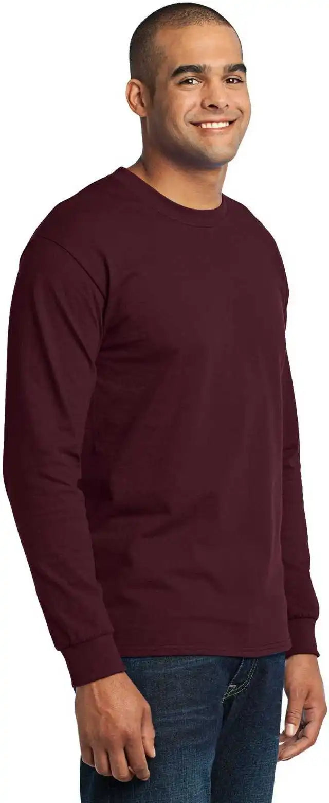 Port &amp; Company Pc55ls Long Sleeve Core Blend Tee Athletic Maroon