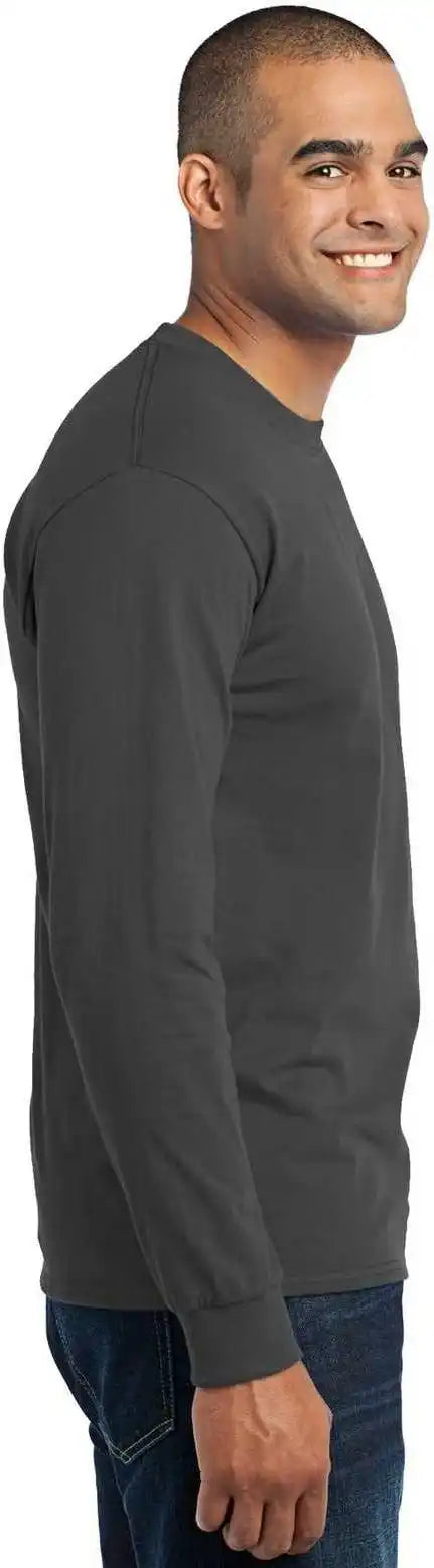 Port &amp; Company Pc55ls Long Sleeve Core Blend Tee Charcoal