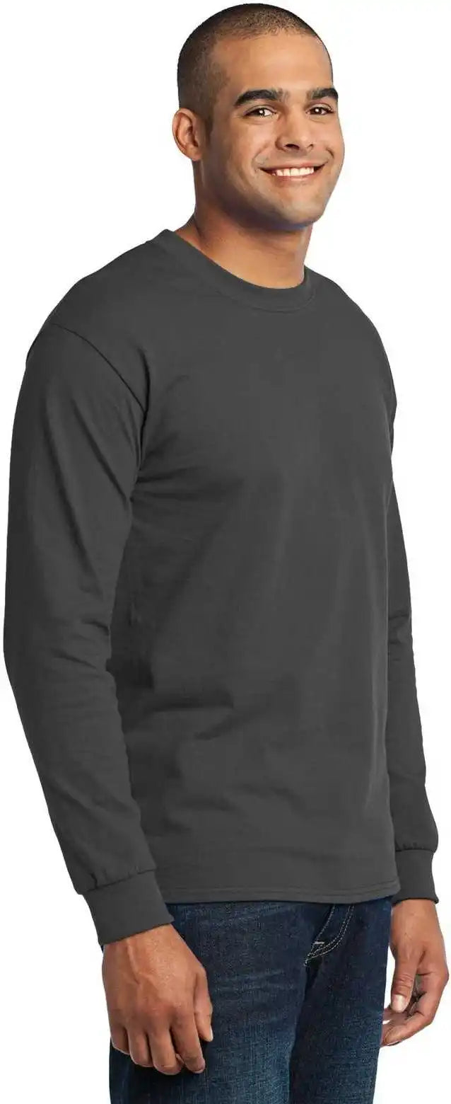 Port &amp; Company Pc55ls Long Sleeve Core Blend Tee Charcoal