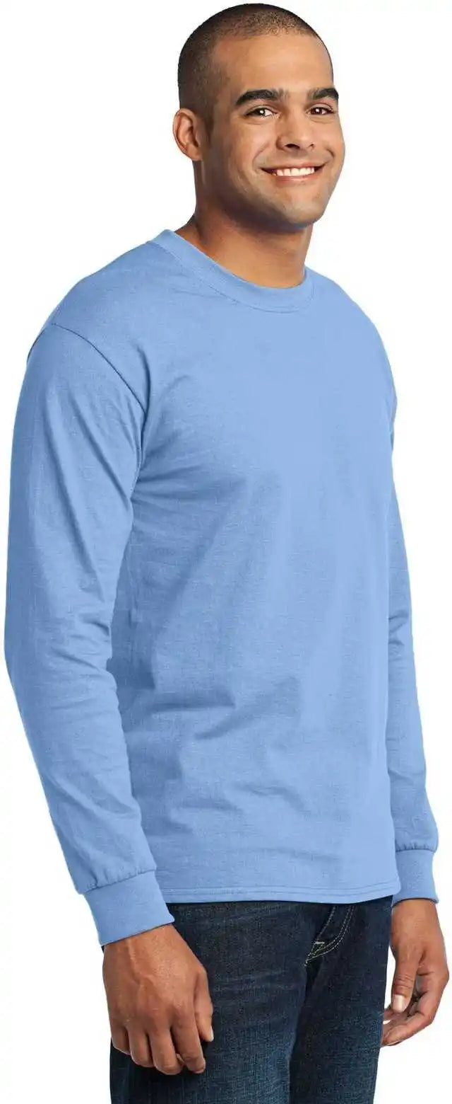 Port &amp; Company Pc55ls Long Sleeve Core Blend Tee Light Blue