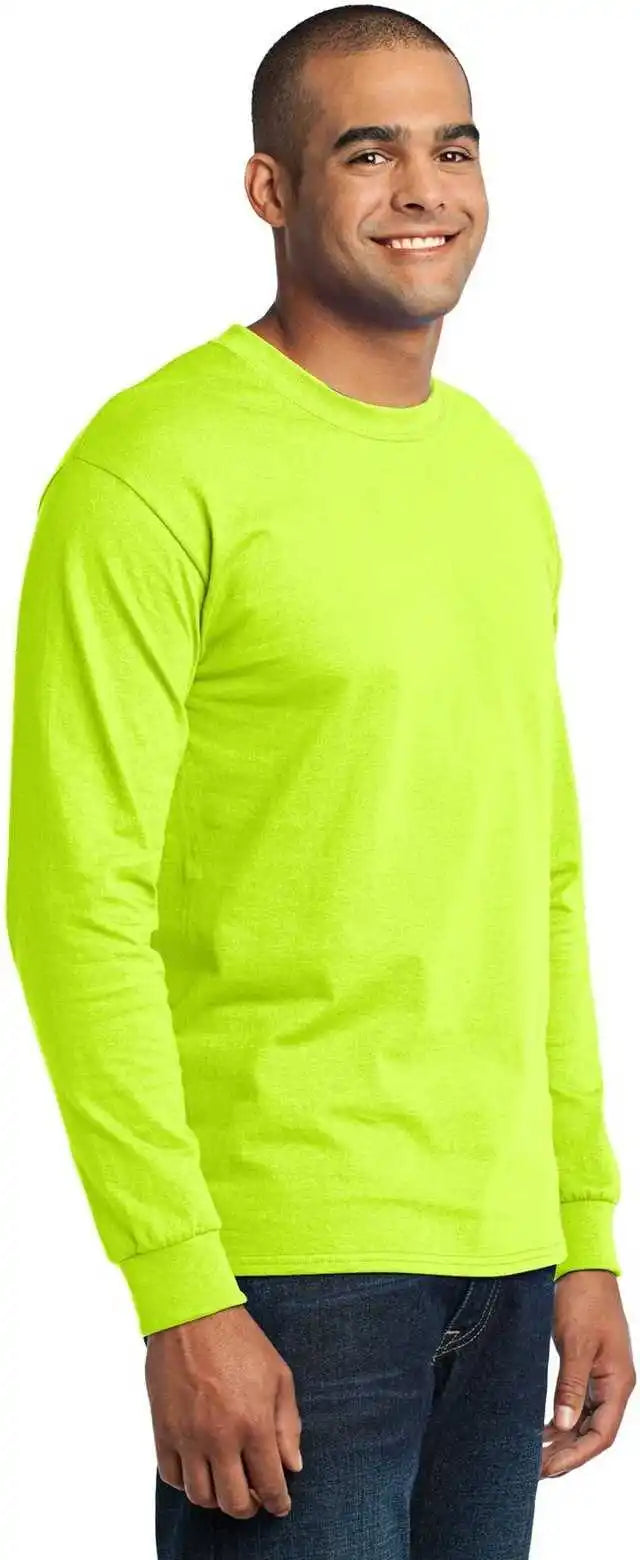 Port &amp; Company Pc55ls Long Sleeve Core Blend Tee Safety Green