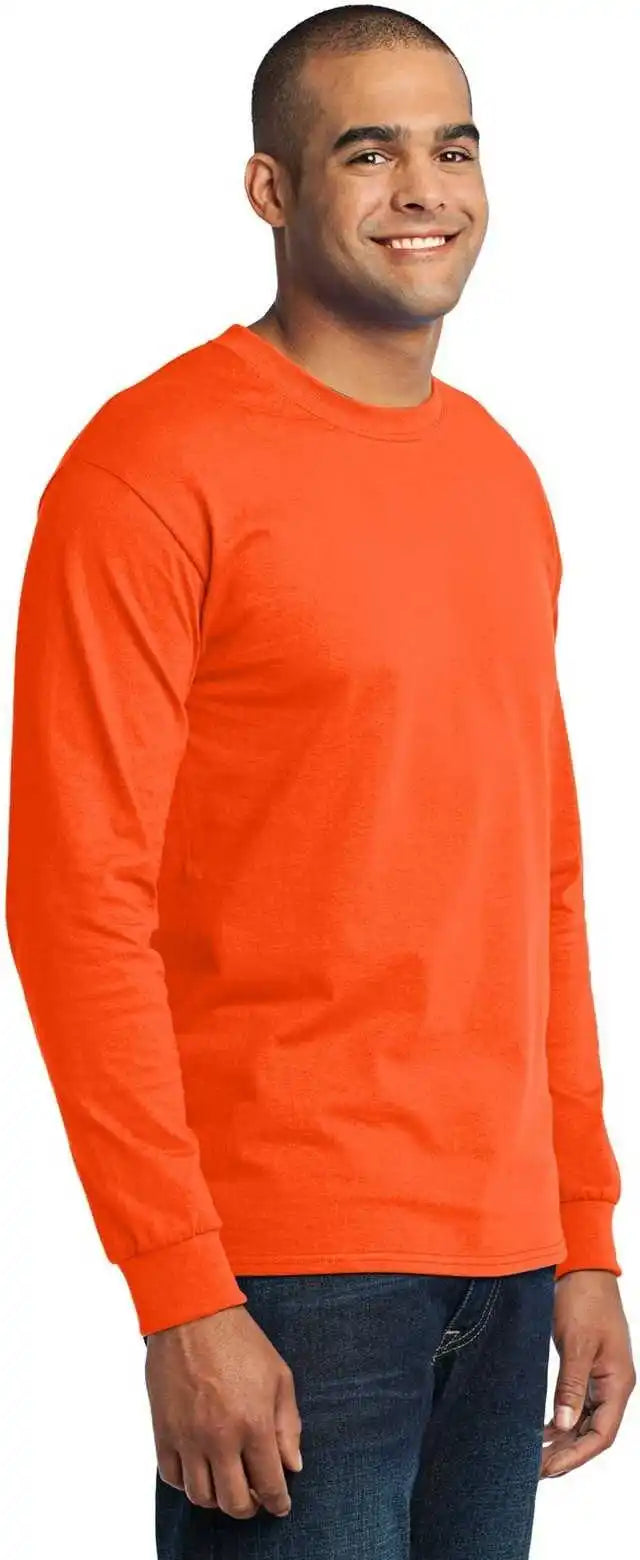Port &amp; Company Pc55ls Long Sleeve Core Blend Tee Safety Orange