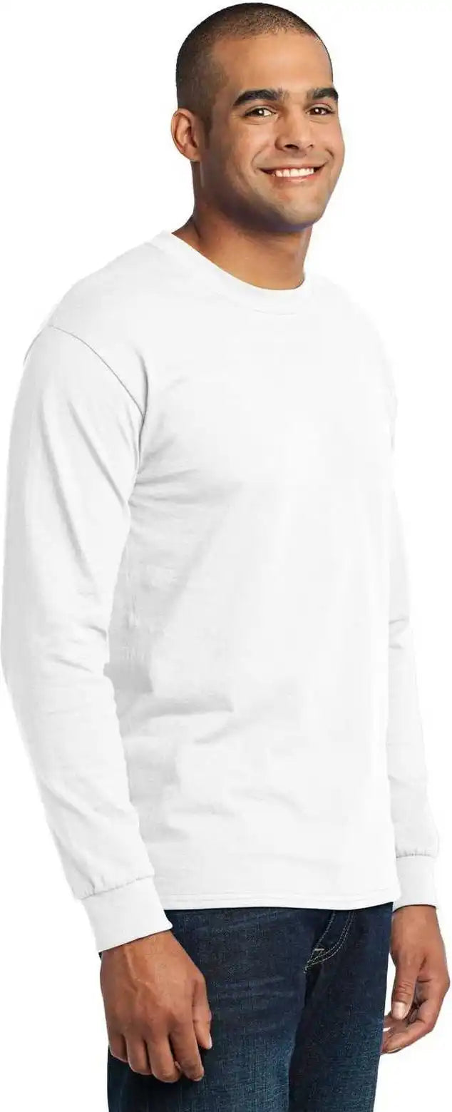 Port &amp; Company Pc55ls Long Sleeve Core Blend Tee White