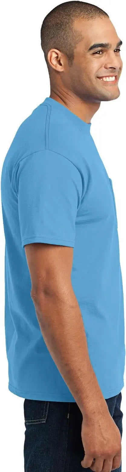 Port & Company Pc55p co Core Blend Pocket Tee - Aquatic Blue