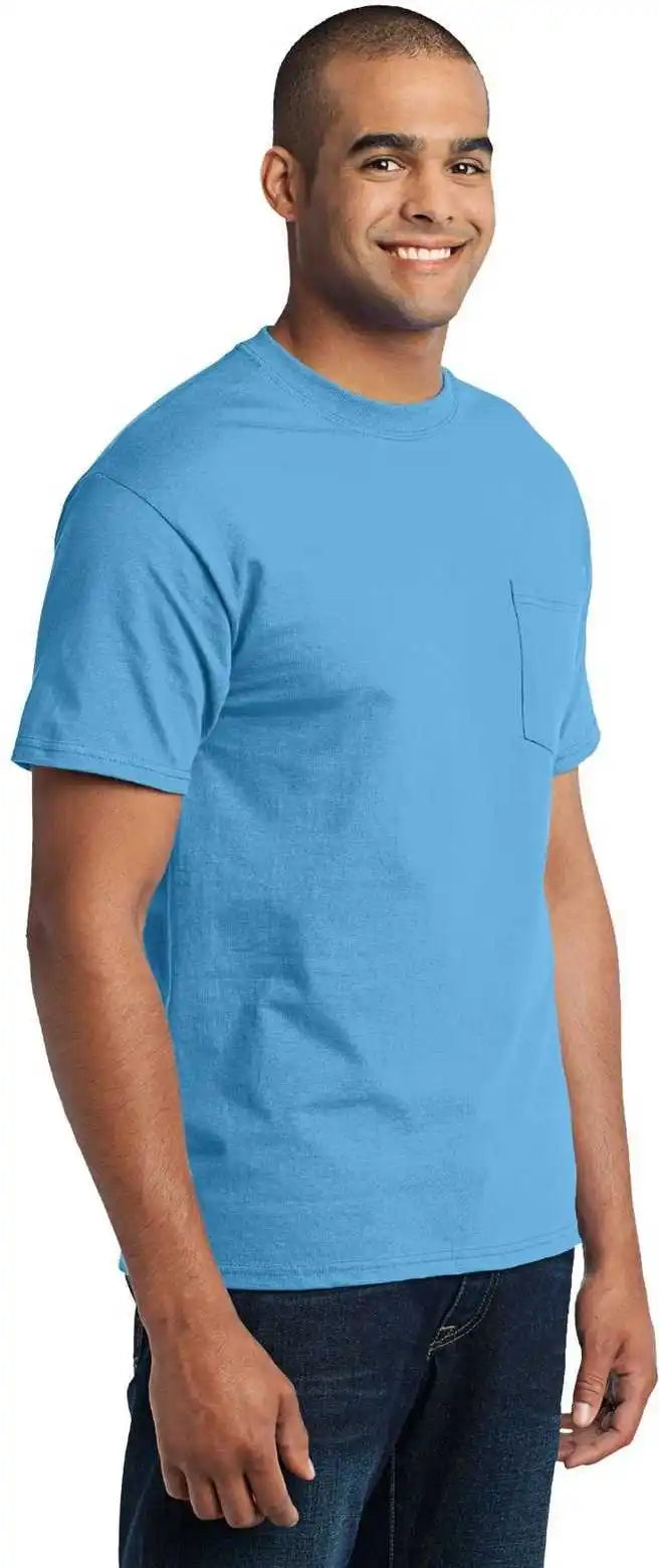 Port & Company Pc55p Core Blend Pocket Tee - Aquatic Blue