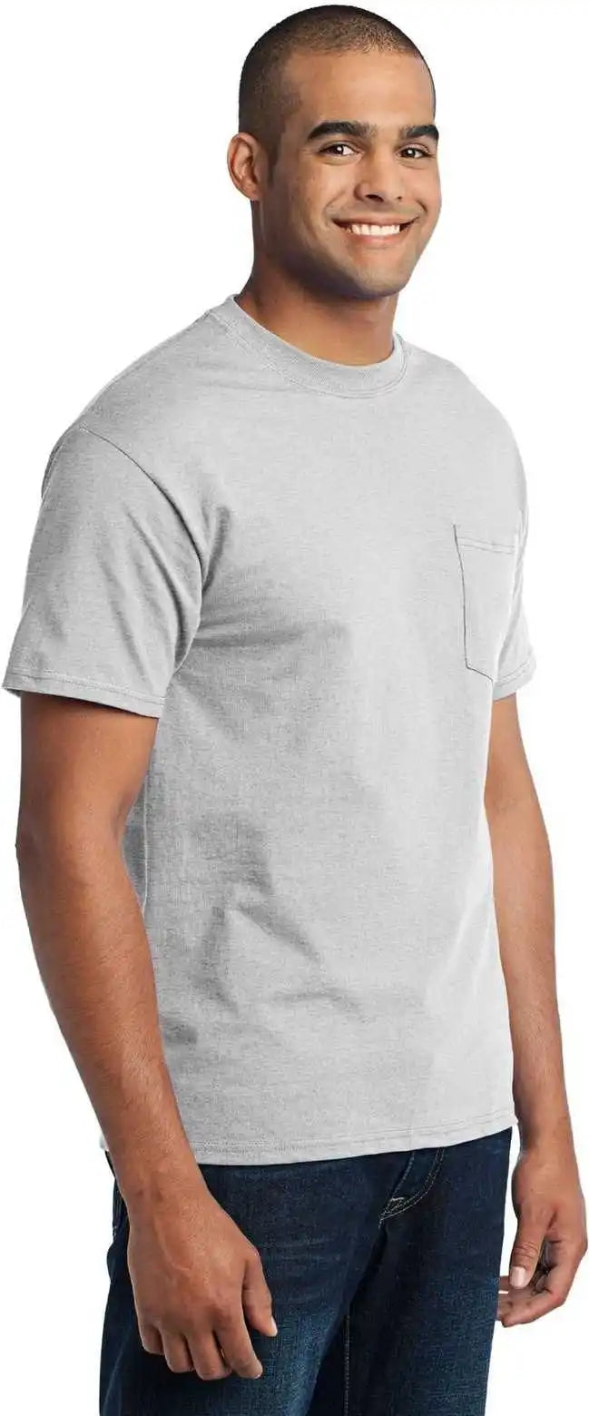 Port &amp; Company Pc55p Core Blend Pocket Tee Ash