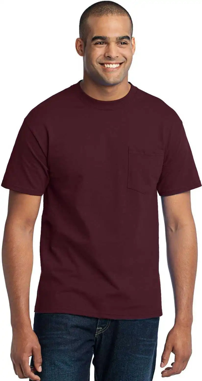 Port & Company Pc55p Core Blend Pocket Tee - Athletic Maroon