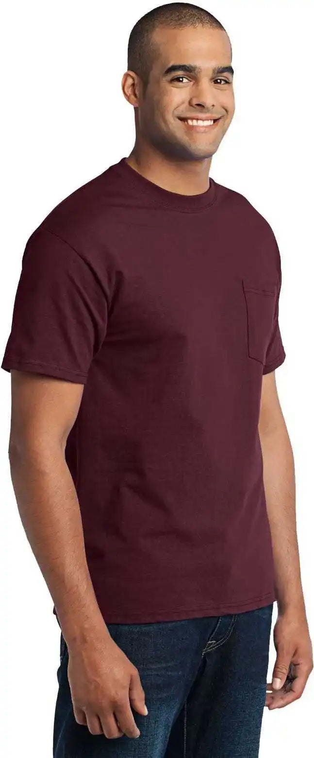 Port &amp; Company Pc55p Core Blend Pocket Tee Athletic Maroon