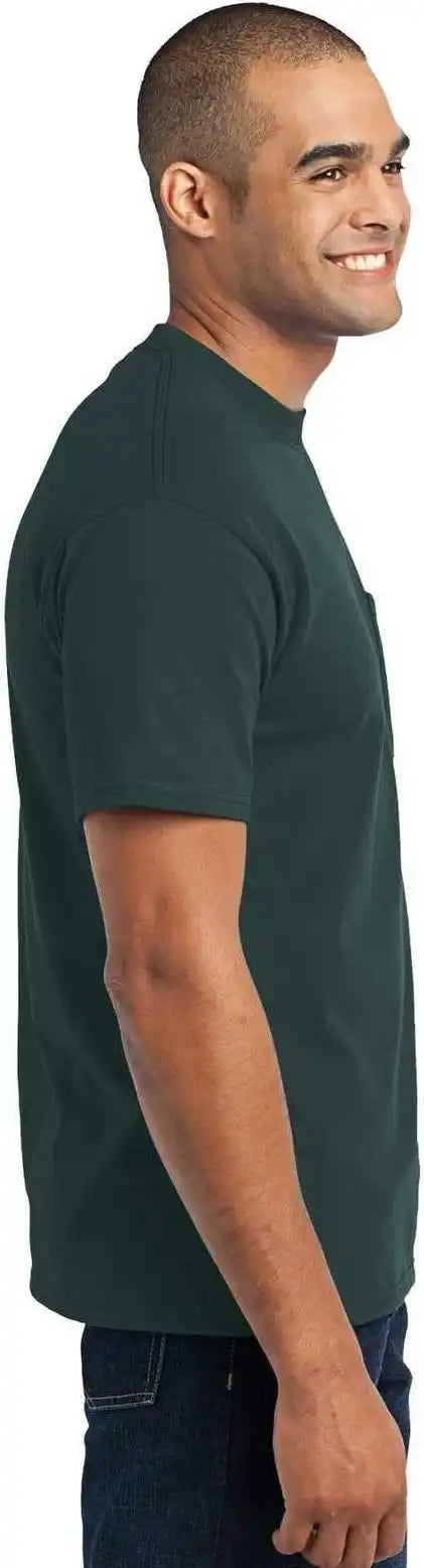 Port &amp; Company Pc55p Core Blend Pocket Tee Dark Green
