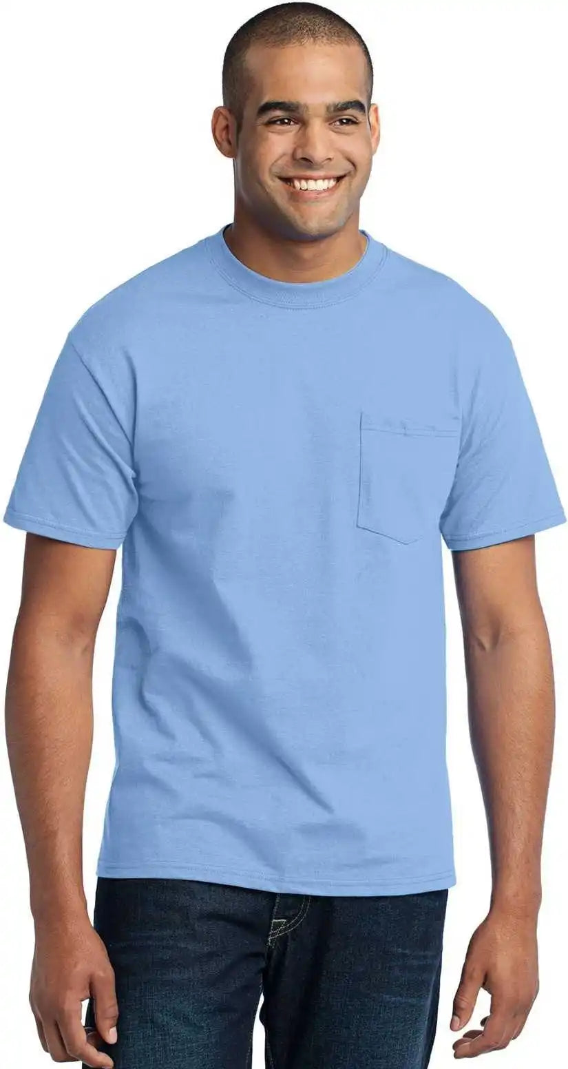 Port & Company Pc55p Core Blend Pocket Tee - Light Blue