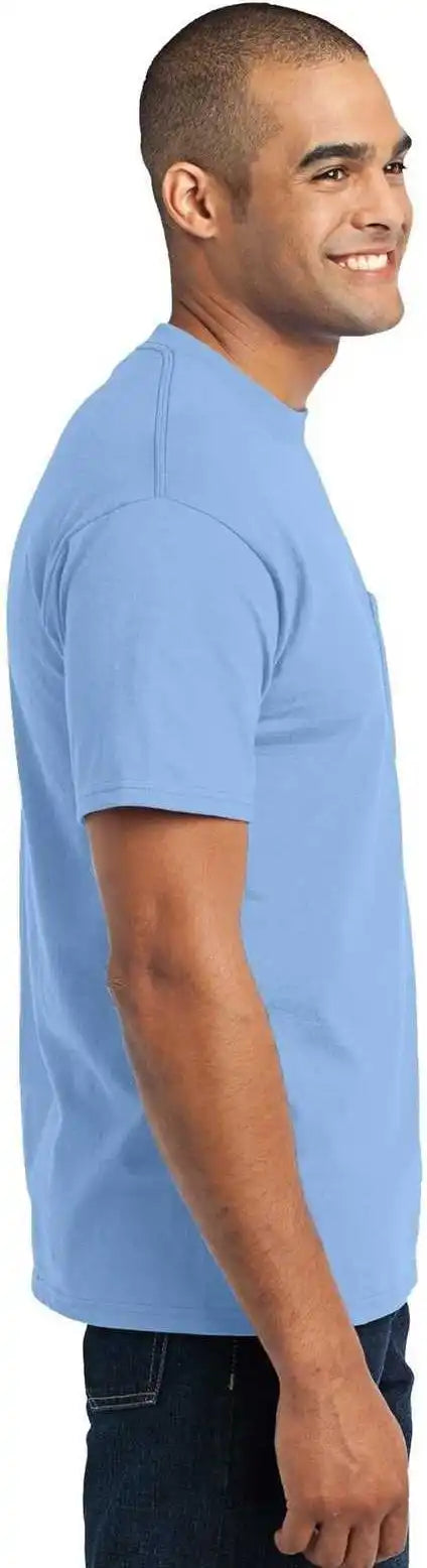 Port & Company Pc55p Core Blend Pocket Tee - Light Blue