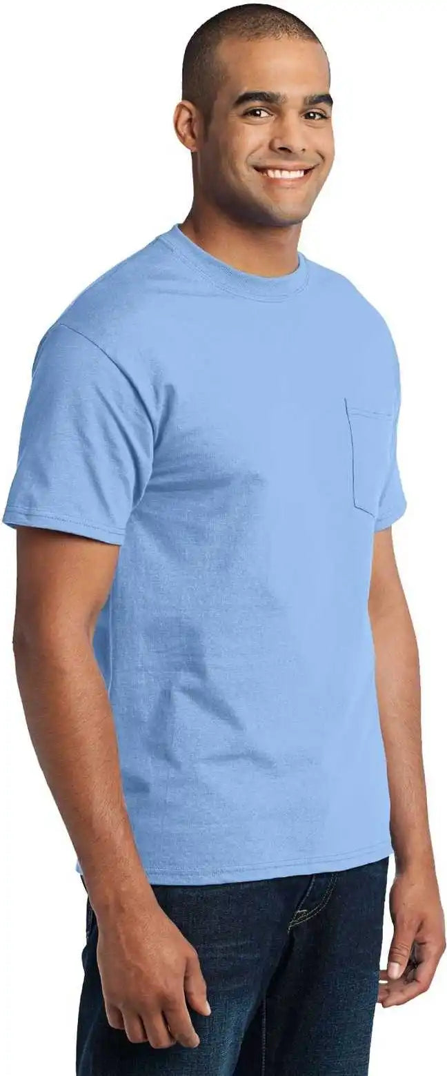 Port & Company Pc55p Core Blend Pocket Tee - Light Blue