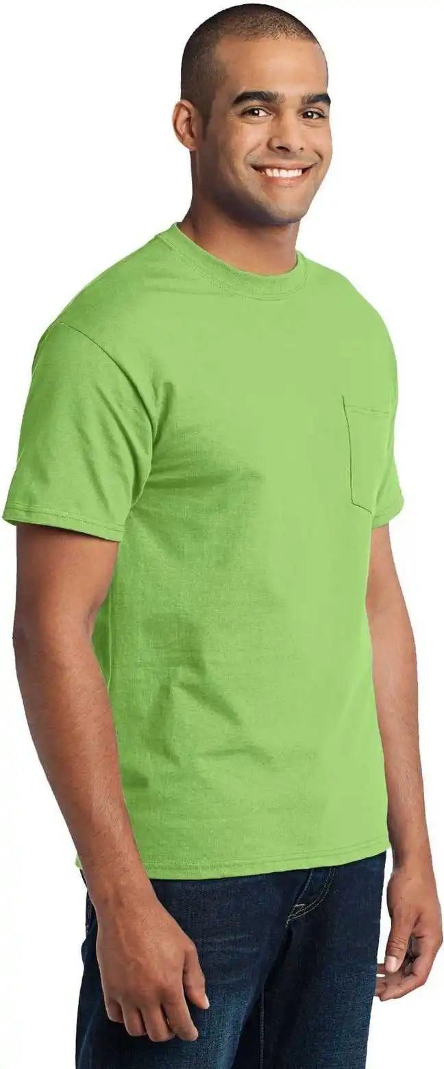 Port &amp; Company Pc55p Core Blend Pocket Tee - Lime