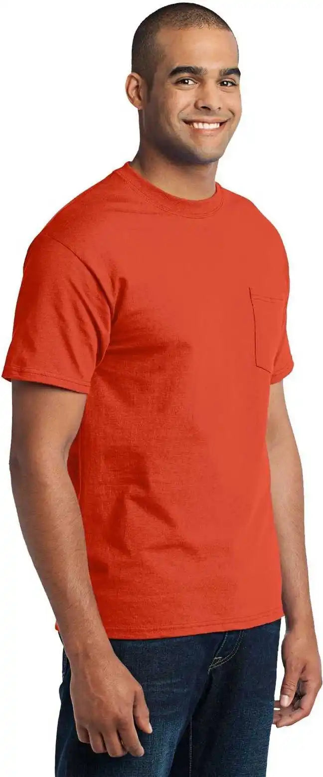 Port &amp; Company Pc55p Core Blend Pocket Tee Orange